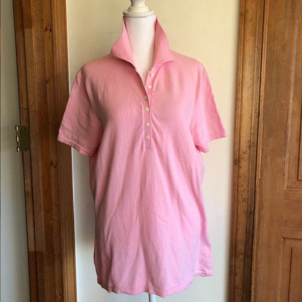 LILLY PULITZER Knit Polo Short Sleeve Pink Shirt M